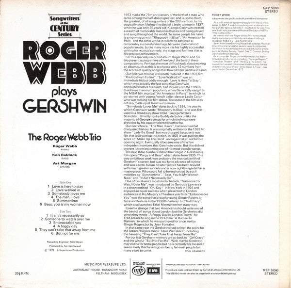 Roger Webb Trio : Roger Webb Plays Gershwin (LP, Album)