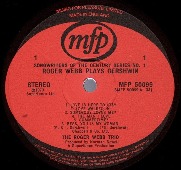 Roger Webb Trio : Roger Webb Plays Gershwin (LP, Album)