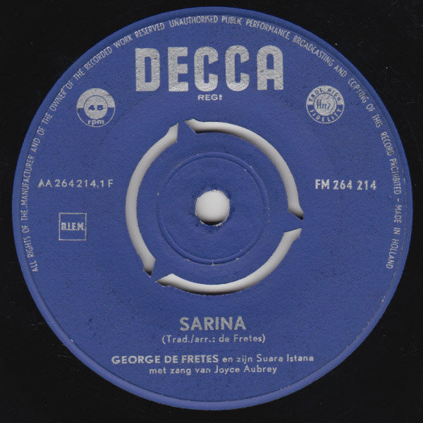 George De Fretes En Zijn Suara Istana : Sarina / Schoon Ver Van U (7", Single)