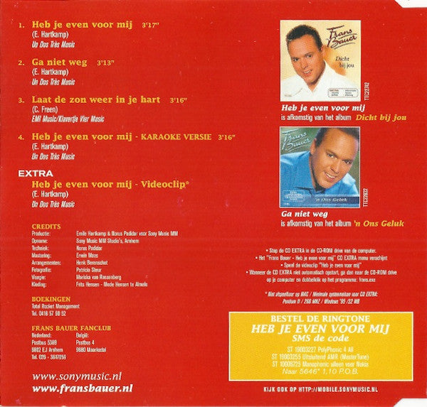 Frans Bauer : Heb Je Even Voor Mij (CD, Maxi, Enh)