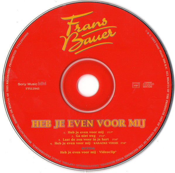Frans Bauer : Heb Je Even Voor Mij (CD, Maxi, Enh)