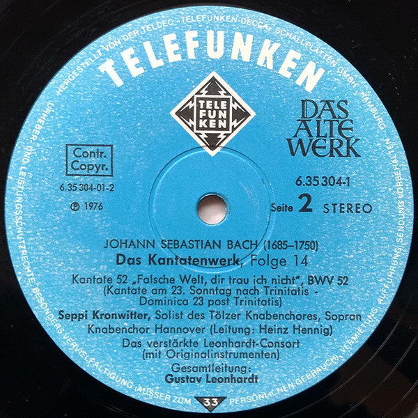 Johann Sebastian Bach : Kantatenwerk · Complete Cantatas | BWV 51, 52, 54, 55, 56 | 14 (2xLP + Box)