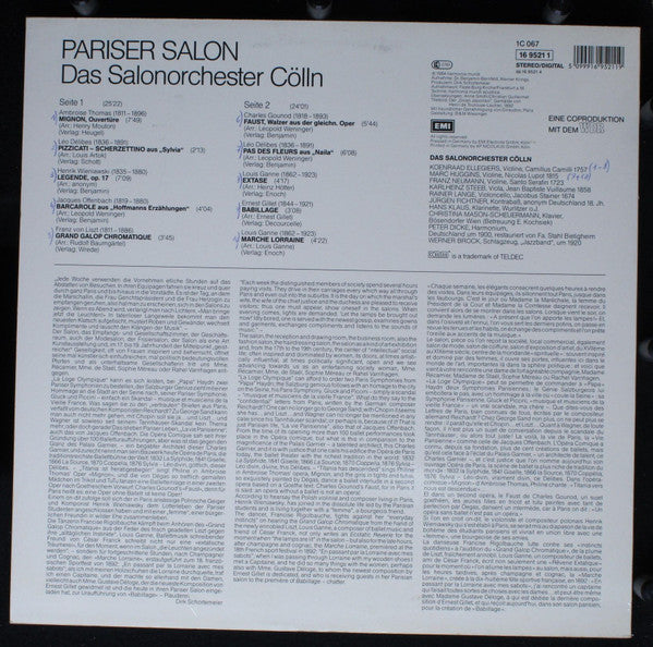 Das Salonorchester Cölln : Pariser Salon (LP)