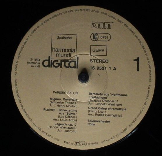 Das Salonorchester Cölln : Pariser Salon (LP)