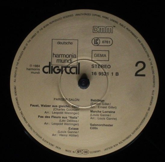 Das Salonorchester Cölln : Pariser Salon (LP)