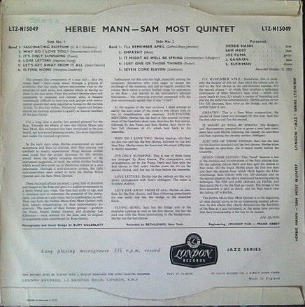 The Herbie Mann-Sam Most Quintet : The Herbie Mann - Sam Most Quintet (LP, Album)