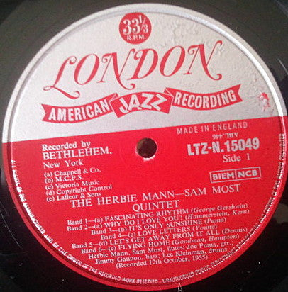 The Herbie Mann-Sam Most Quintet : The Herbie Mann - Sam Most Quintet (LP, Album)