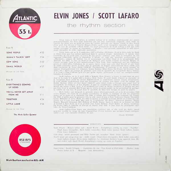 Elvin Jones, Scott LaFaro, Herb Geller Quintet : The Rhythm Section (LP, Album, Mono, RE)