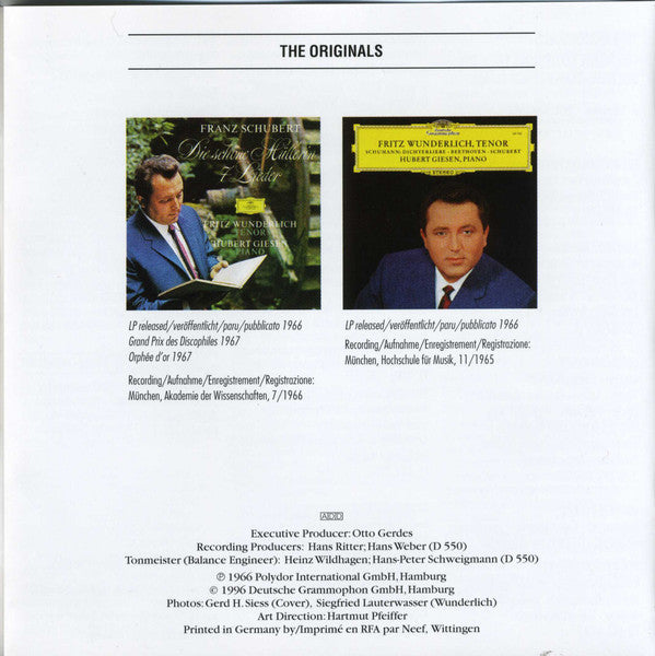 Franz Schubert - Fritz Wunderlich · Hubert Giesen : Die Schöne Müllerin · 3 Lieder (CD, Comp, RE, RM)