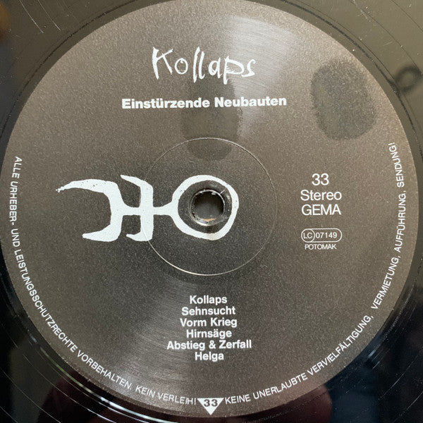 Einstürzende Neubauten : Kollaps (LP, Album, RE, RM, RP)