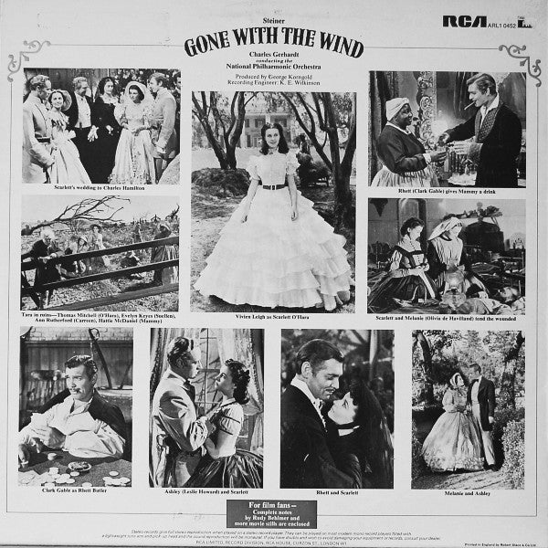 Max Steiner, Charles Gerhardt, National Philharmonic Orchestra : Max Steiner's Classic Film Score "Gone With The Wind" (LP)