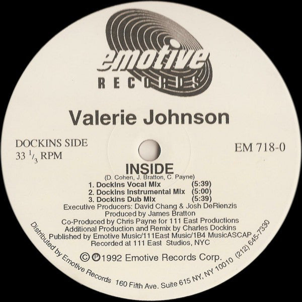 Valerie Johnson : Inside (12")