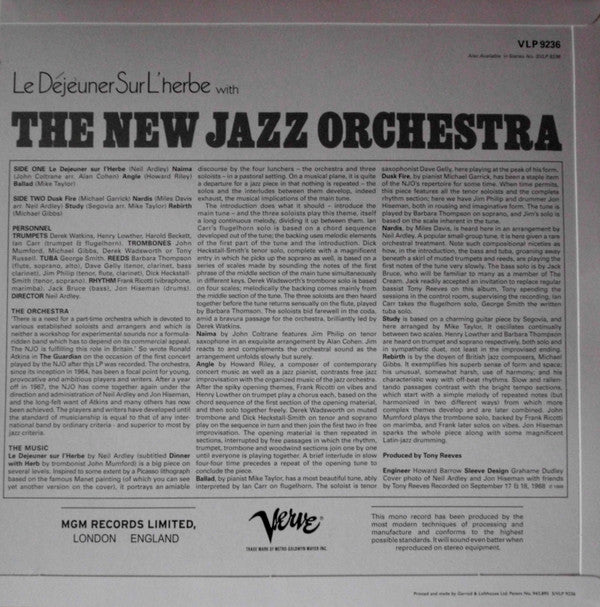 The New Jazz Orchestra : Le Déjeuner Sur L'Herbe (LP, Album, Mono, RE)