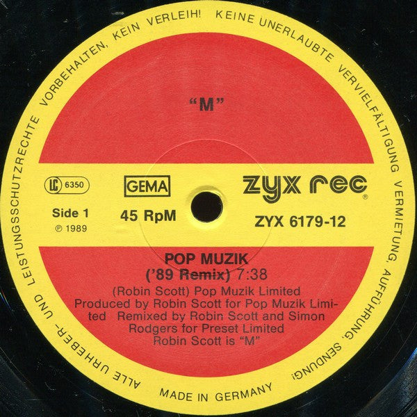 M (2) : Pop Muzik (The 1989 Re-Mix) (12", Maxi)