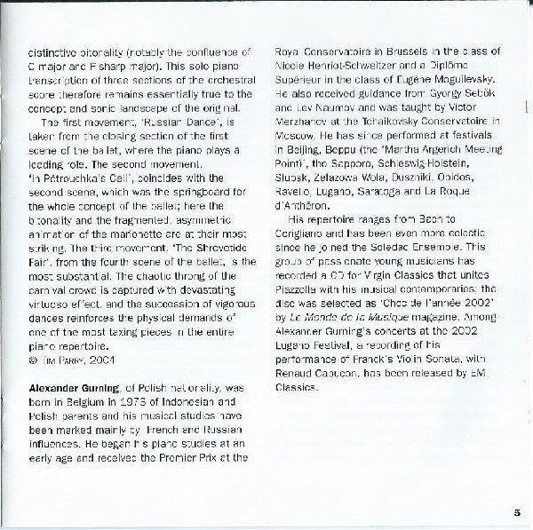 Martha Argerich Presents Alexander Gurning : Debussy Stravinsky (CD)