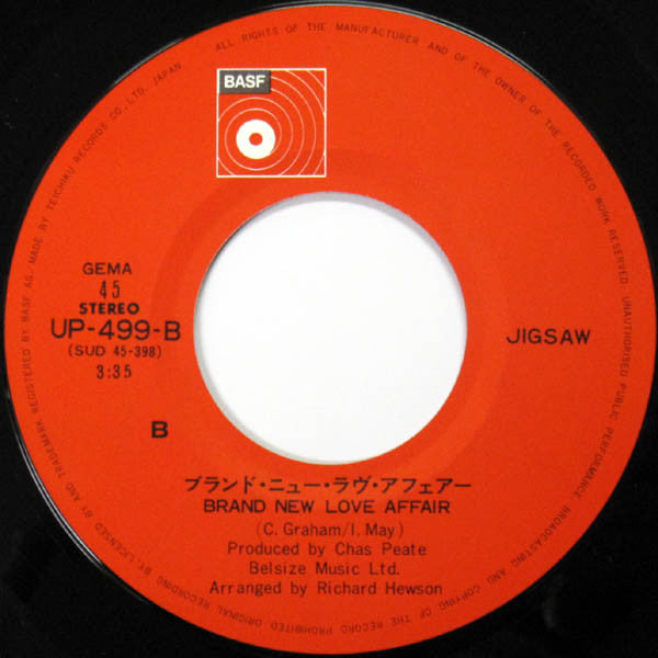Jigsaw (3) : Sky High = スカイ・ハイ / Brand New Love Affair = ブランド・ニュー・ラヴ・アフェアー (7")