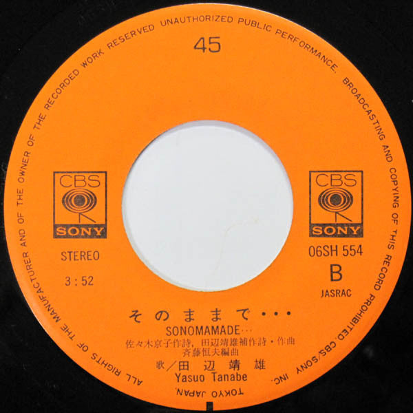 Yasuo Tanabe : よせばいいのに / そのままで… (7")