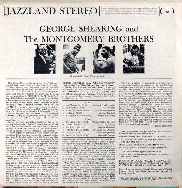 George Shearing And The Montgomery Brothers : George Shearing And The Montgomery Brothers (LP, Album, RE)