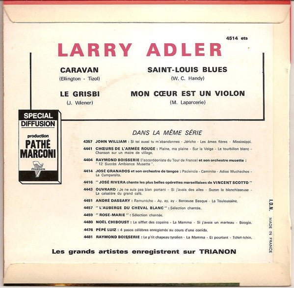 Larry Adler : L'extraordinaire Virtuose De L'harmonica (7", EP)