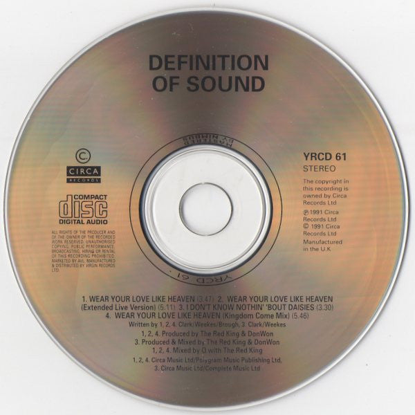 Definition Of Sound : Wear Your Love Like Heaven (CD, Single)
