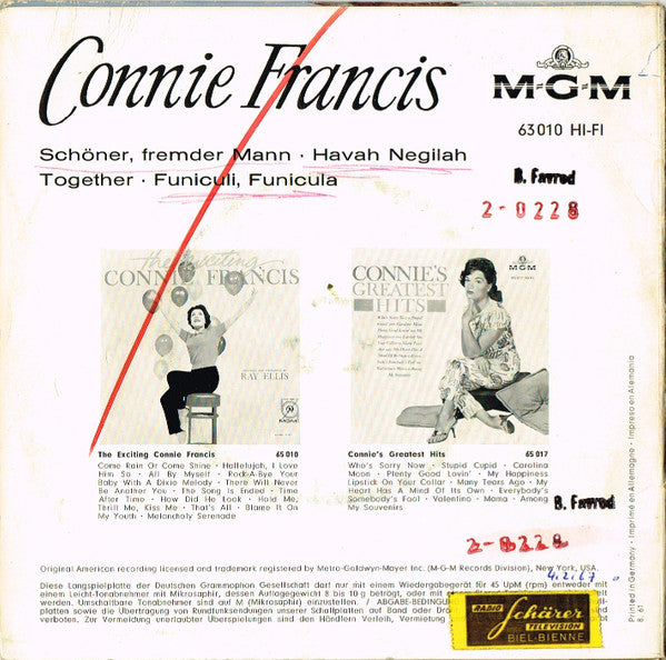Connie Francis : Schöner, Fremder Mann (7", EP)