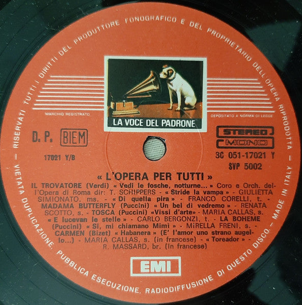 Various : L'Opera Per Tutti (LP, Comp)