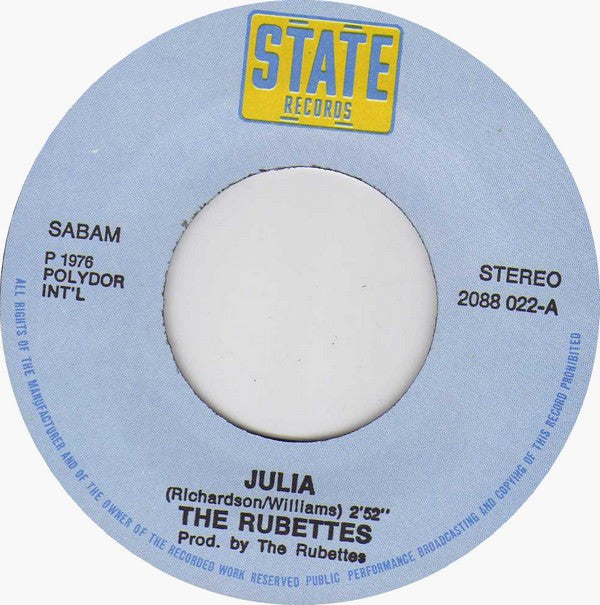 The Rubettes : Julia / Dancing In The Rain (7")