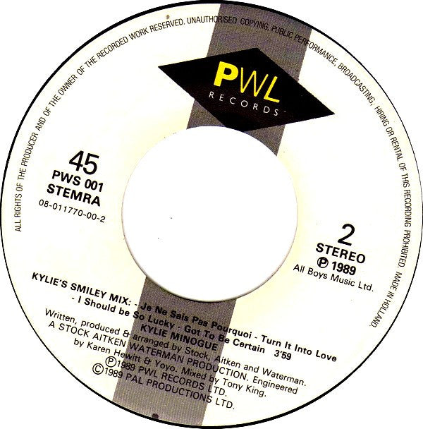 Kylie Minogue : Never Too Late (7", Single)