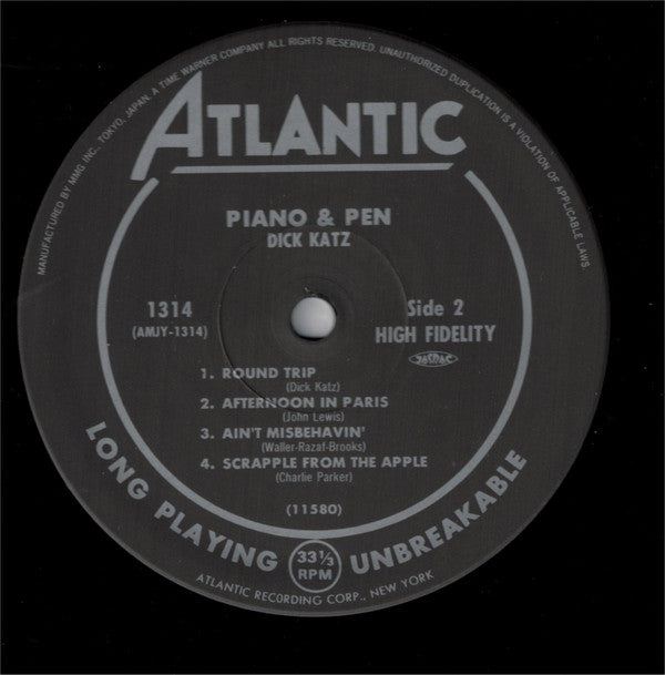 Dick Katz : Piano & Pen (LP, Album, Mono, RE)