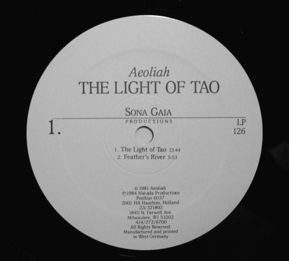 Aeoliah : The Light Of Tao - Universal Planetary Music (LP)