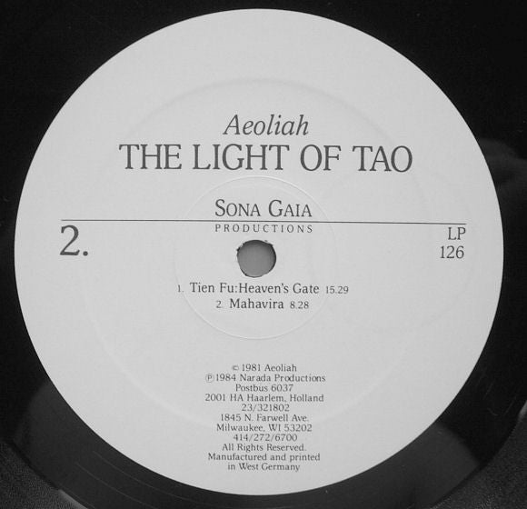 Aeoliah : The Light Of Tao - Universal Planetary Music (LP)