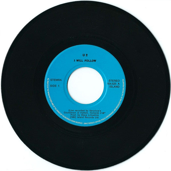 U2 : I Will Follow (Live) (7", Single, Blu)