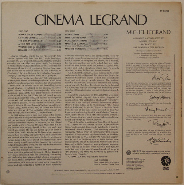 Michel Legrand : Cinema Legrand (LP, Album, Club, RE)