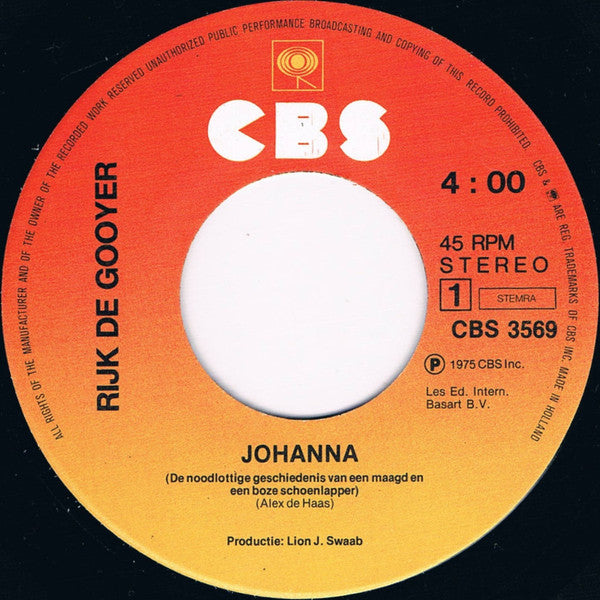 Rijk De Gooyer : Johanna  (7", Single)