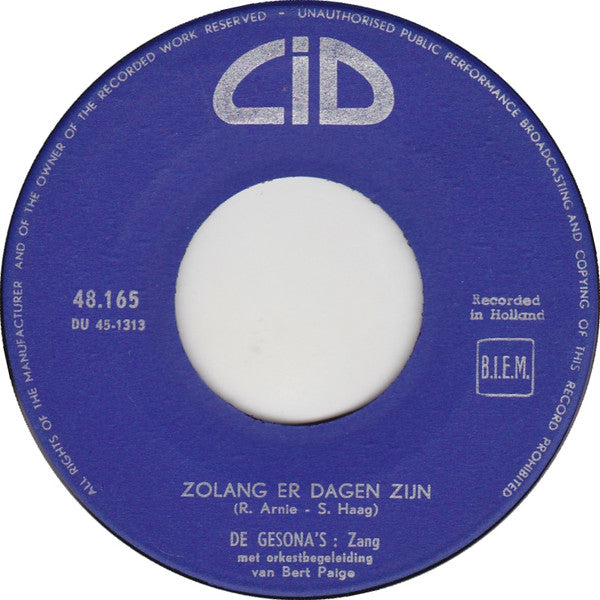 Gesona's : Zolang Er Dagen Zijn (7", Single)