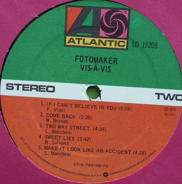 Fotomaker : Vis-à-Vis (LP, Album, Pre)
