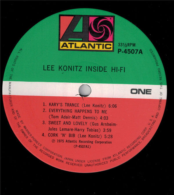 Lee Konitz : Inside Hi-Fi (LP, Album, Mono, RE)