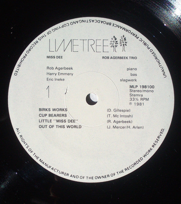 Rob Agerbeek Trio : Miss Dee (LP, Album)