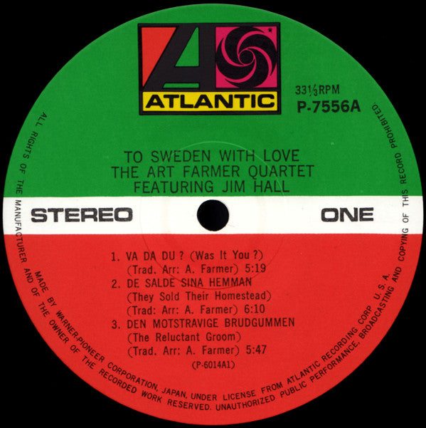 Art Farmer Quartet Featuring Jim Hall : To Sweden With Love (LP, Album, RE)