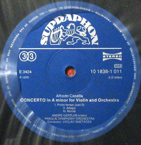André Gertler, Alfredo Casella, Mátyás Seiber, The Prague Symphony Orchestra, Václav Smetáček : Seiber: Fantasia Concertante / Casella: Concerto In A Minor For Violin And Orchestra (LP, RE)