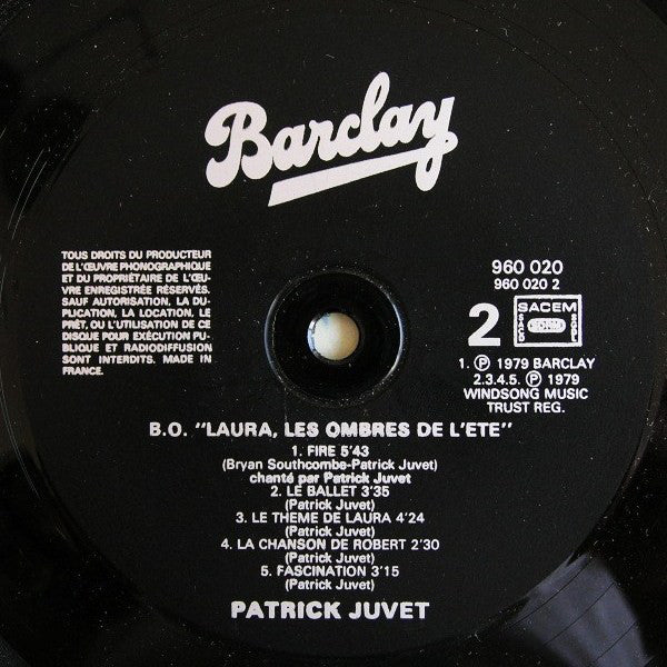Patrick Juvet : Laura Les Ombres De L'été (LP, Album, Gat)