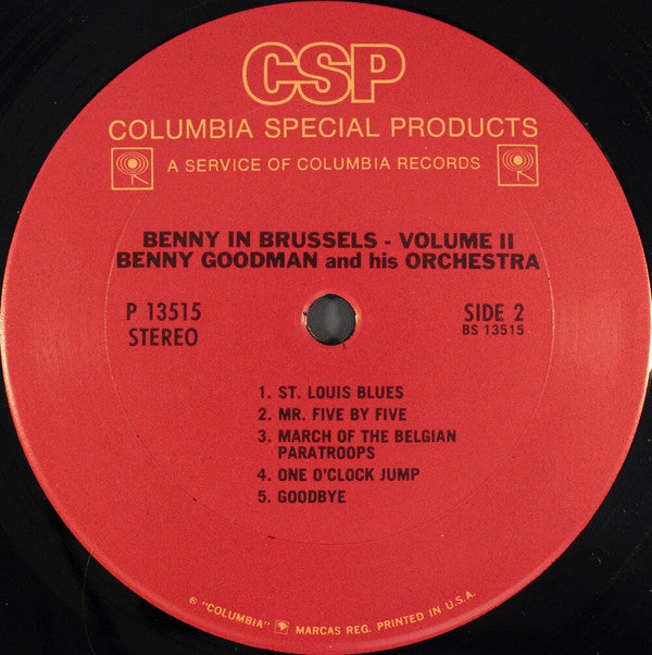 Benny Goodman And His Orchestra Featuring Jimmy Rushing : Benny In Brussels Vol. II (LP, Album, RE)