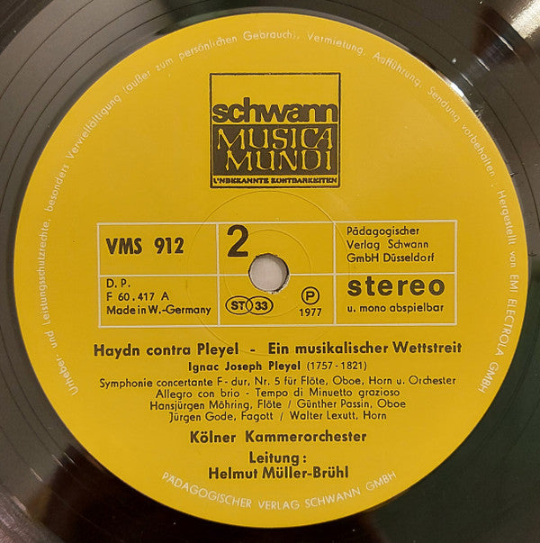 Joseph Haydn, Ignaz Pleyel : Haydn Contra Pleyel - A Harmonic War In London (LP, Album)