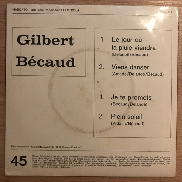Gilbert Bécaud : Le Jour Où La Pluie Viendra (7", Single)