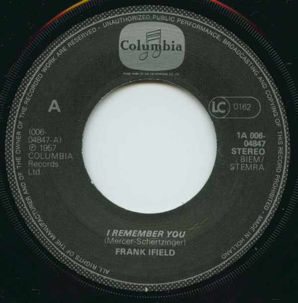 Frank Ifield : I Remember You / Lovesick Blues (7", Single)