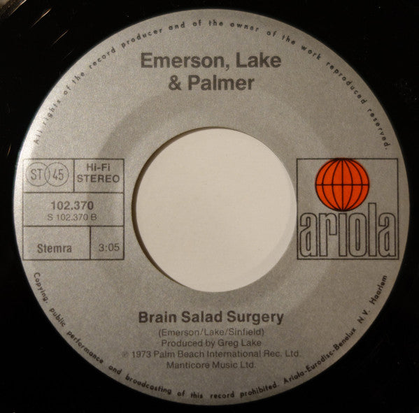 Emerson, Lake & Palmer : Fanfare For The Common Man / Brain Salad Surgery (7", Single)