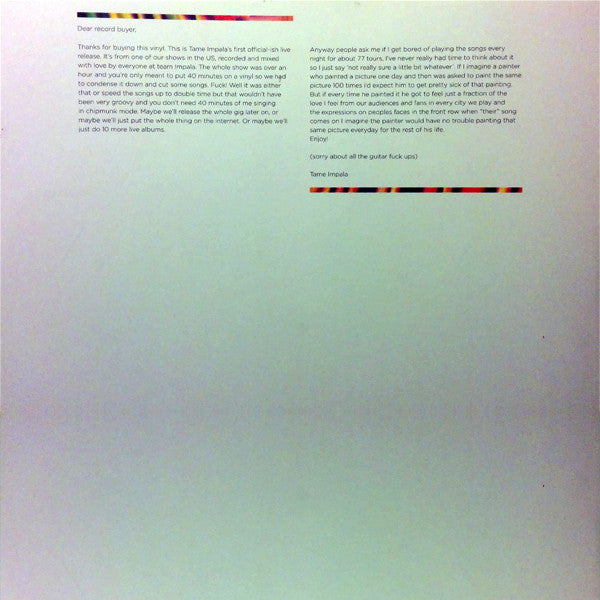 Tame Impala : Live Versions  (LP, Album)