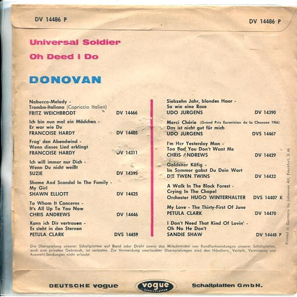 Donovan : Universal Soldier (7", Single)