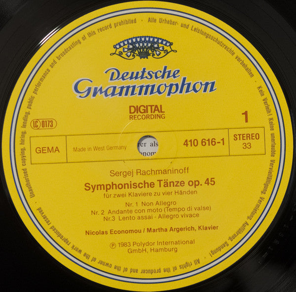 Martha Argerich, Nicolas Economou, Pyotr Ilyich Tchaikovsky, Sergei Vasilyevich Rachmaninoff : Nutcracker Suite - Symphonic Dances - Versions For 2 Pianos (LP)