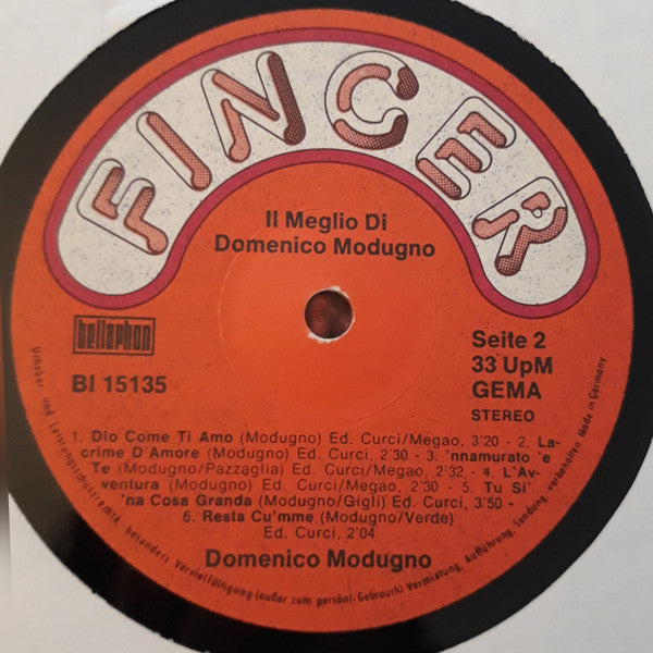 Domenico Modugno : Il Meglio di Domenico Modugno (LP, Comp)